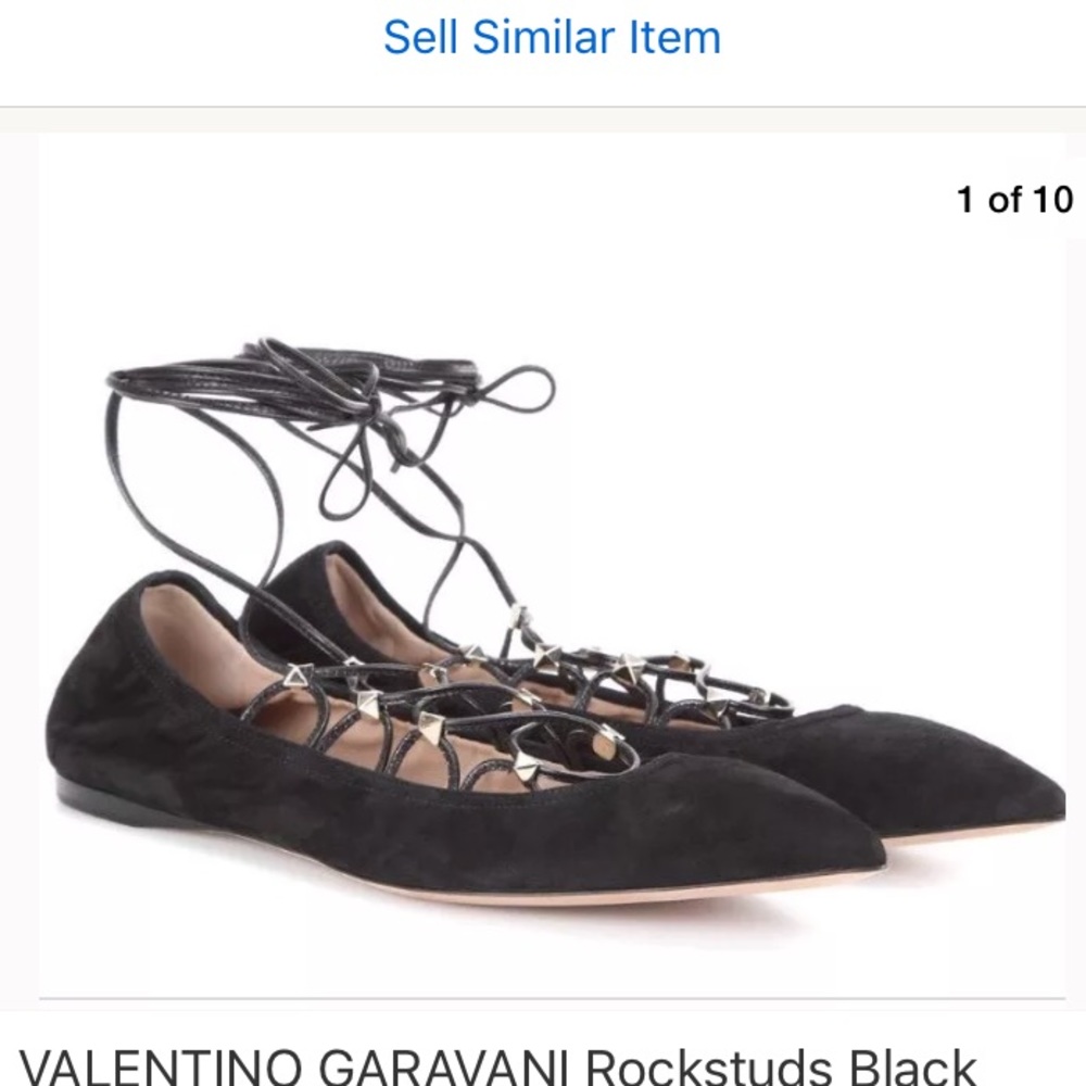 Valentino Garavani rockstud lace up black flats